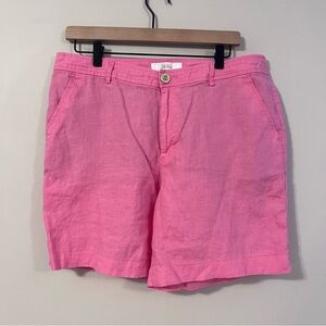 Lilly Pulitzer Aldora 100% Linen Mid-Rise Shorts Size 12 Confetti Pink 6 Inch